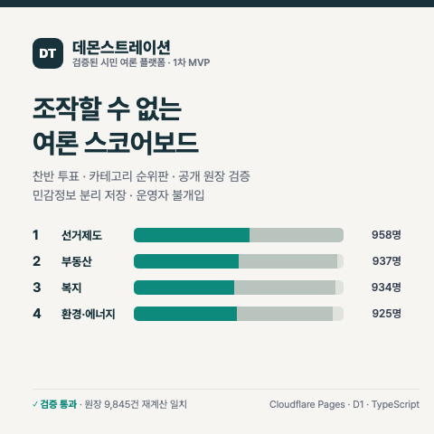 누구나 집계를 검증할 수 있는 시민 여론 플랫폼